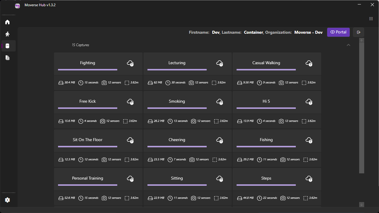 Moverse Capture Studio interface